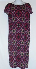 Blu Sage Woman's Plus Size Cap Sleeve Stretch Sheath Dress Purple Design 2X NWT