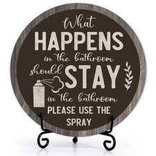 Bathroom Wood Sign, Funny Decoration For Guest Bathroom Restroom Farmhouse Wa...