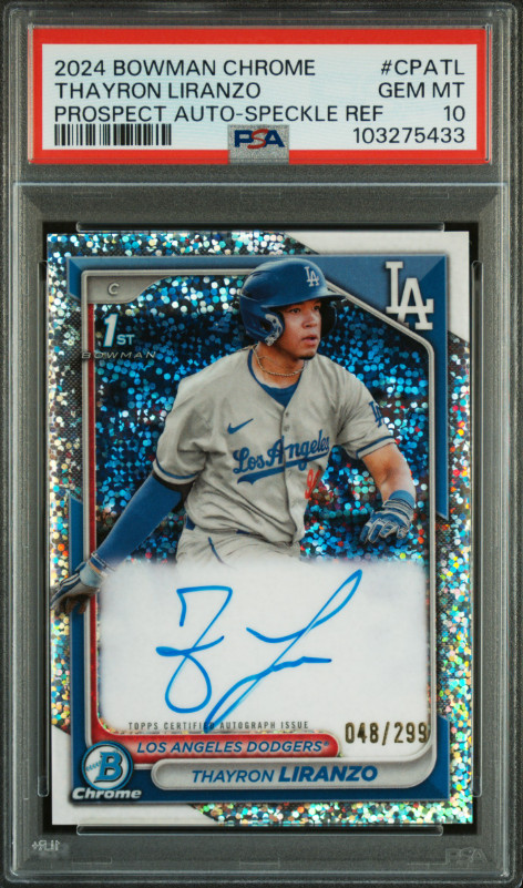 2024 Bowman Chrome 1st Thayron Liranzo Speckle Refractor Auto /299 PSA 10