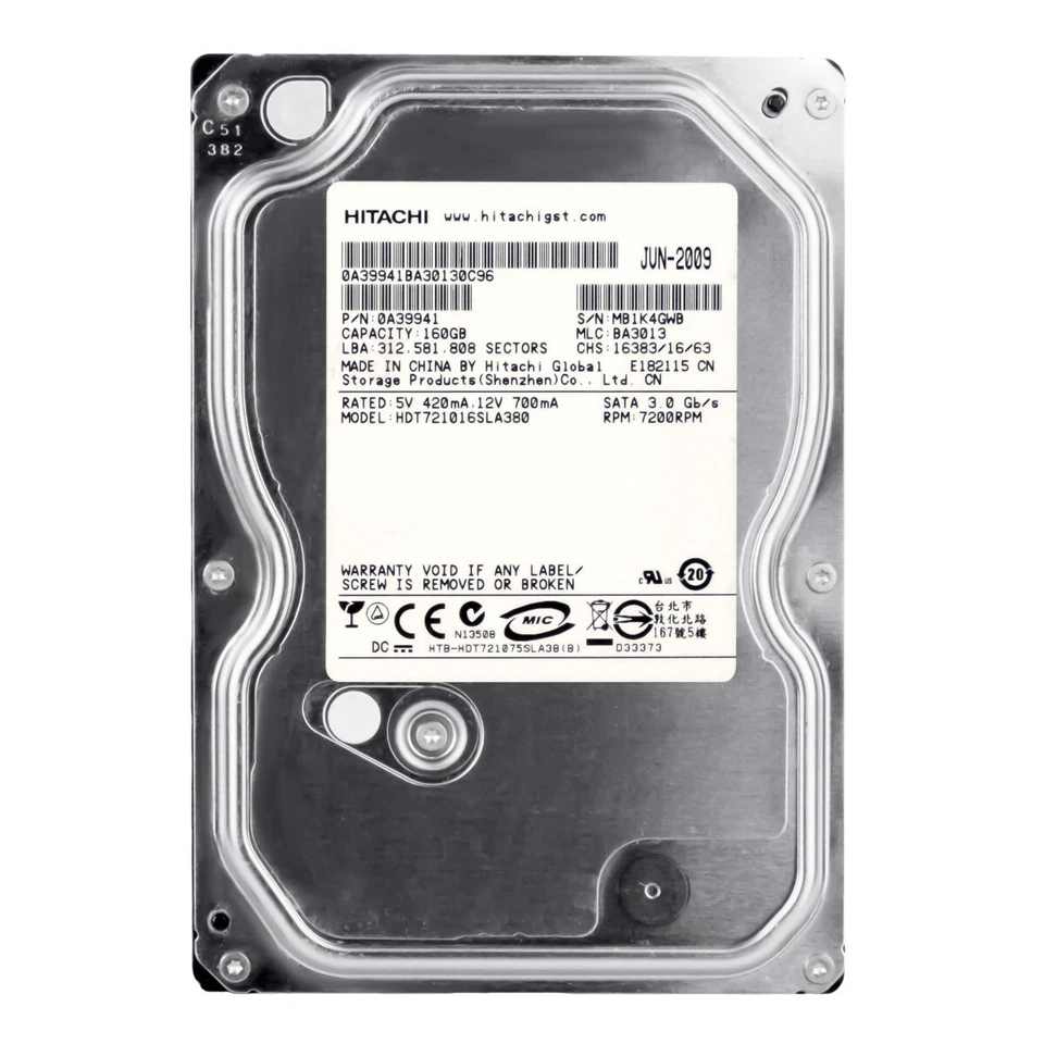 Disque Dur Hitachi Deskstar 7K1000.B HDT721016SLA380 160GB SATA II 7.2K 3.5 - Image 3 of 3
