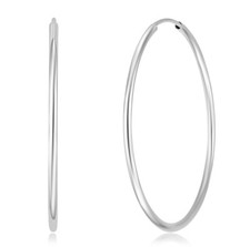 Wellingsale 14k White Gold 1.5mm Endless Classic Hoop Earrings 40 x 40 mm 