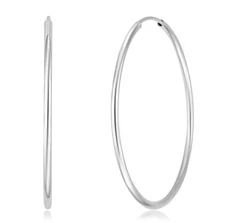 Wellingsale 14k White Gold 1.5mm Endless Classic Hoop Earrings (40 x 40 mm)