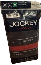 Men's Jockey 4 Pack Classic Stay-New Full Rise Briefs White 100 Cotton Size 36