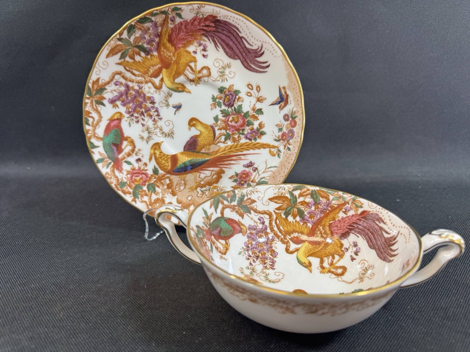 Royal Crown Derby Olde Avesbury~(1)~Footed Cream Soup Bowl & Saucer~Perfect