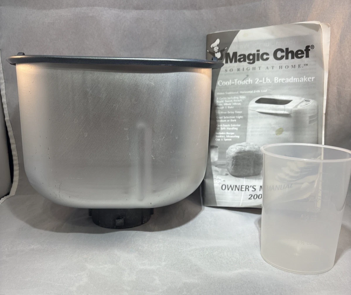 Magic Chef Cool-Touch 2 lb Breadmaker Replacement Pan, Measuring Cup, Booklet
