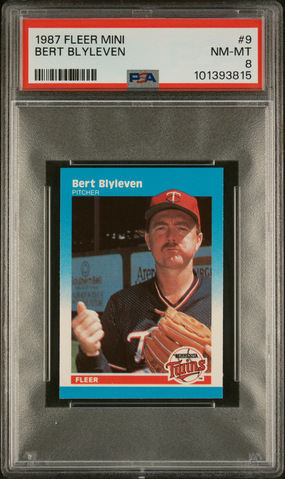 1987 FLEER MINI #9 BERT BLYLEVEN PSA 8