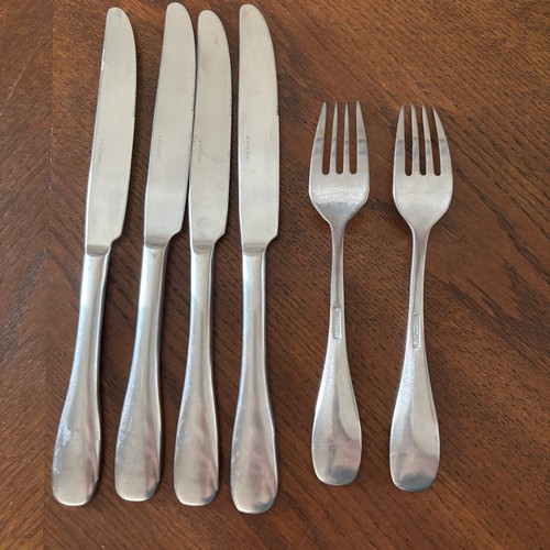 Oneida SATIN VOSS Stainless Set of 4 Dinner Knives & 2 Dinner Forks - Picture 4 of 5
