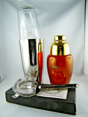Set Sammlung Cocktailshaker /Sieb 60er Jahre Füger / Bacardi Cocktail