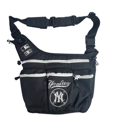 Diaper Dude New York Yankees Messenger Diaper Bag MLB Black White Striped