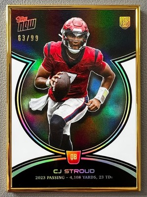 C.J. Stroud 2024 Topps Now Football Rookie RC Gold Framed #CJRC-3 Texans /99