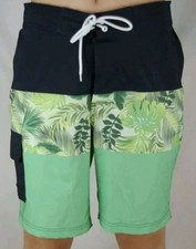 New Arizona Black Green Leaf Board Shorts Swimming Trunks Men's Sz Medium