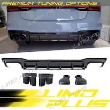 S7 Style Black Rear Diffuser Exhaust Tips for Audi A7 Sportback S Line 2019-2025
