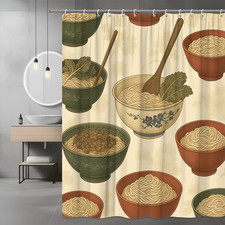 Decorative Noodle Pattern Shower Curtain for Kitchen and Dining