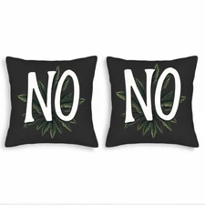 Set of 2 Decorative Throw Pillow Covers 18x18in - Bold ' NO ' Design 