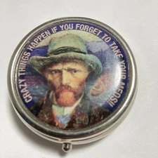 Van Gogh Pill Box - Compact 1 or 2 Compartment Medicine Case CRAZY THINGS HAPPEN