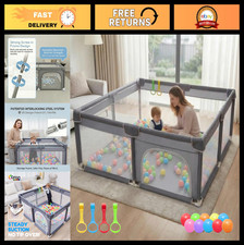 Large Baby Playpen 50x50 - Indoor Outdoor Play Yard, Sturdy Mesh Sides, Safe Fen