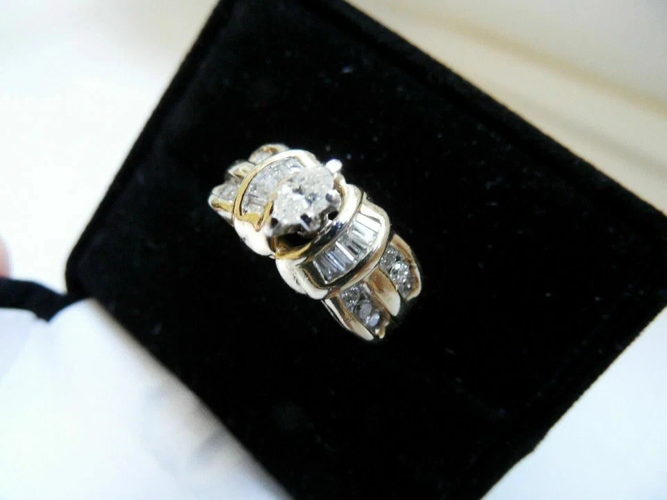 2Ct Marquise Cut Lab Created Diamond Engagement Cluster Ring 14K White Gold FN - Image 3 of 3