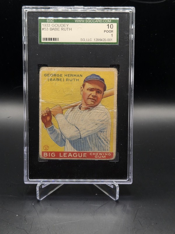 1933 GOUDEY #53 BABE RUTH SGC 1 Great Eye Appeal