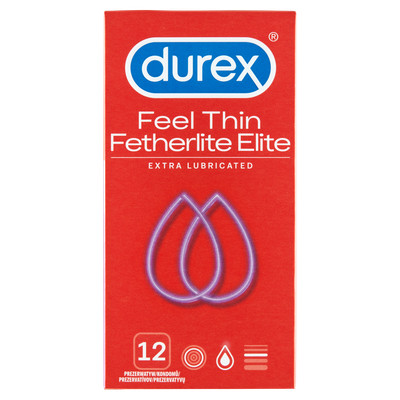 Durex Feel Thin Fetherlite Elite Extra Lubricated Kondome 12 Stück.