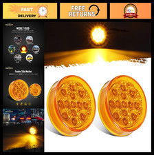 2pcs 2.5 Round Led Side Marker Lights Amber - Waterproof Clearance Lights For T