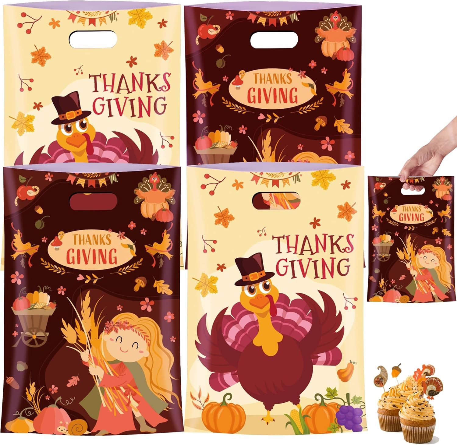 MOSHAKALA 40 Pcs Thanksgiving Treat Bags 1 Count (Pack of 40), 