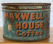 VINTAGE MAXWELL HOUSE REGULAR GRIND 1 LB KEY WIND COFFEE CAN
