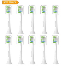 10-Pack Replacement Toothbrush Heads for Philips Sonicare - Soft Nylon Bristles