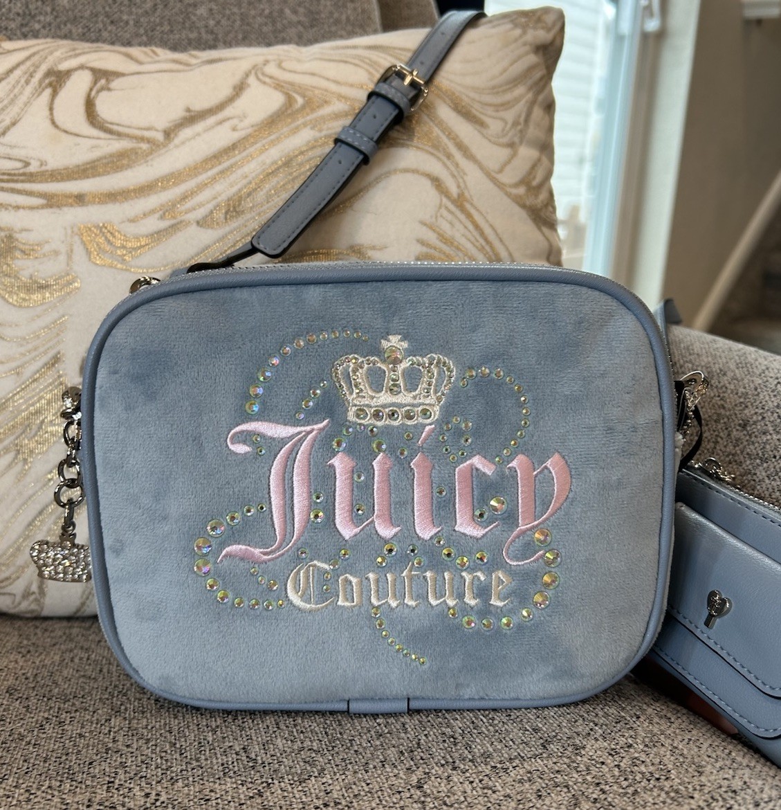 New! Juicy Couture Dusty Blue White Dreamy Double Camera