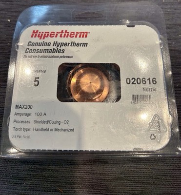Hypertherm 020616 Nozzle Max 200 100A  O2 5 Pack - Hand or Mechanized