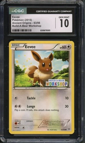 Pokemon CGC 10 Gem Mint Build-A-Bear Workshop Promo Eevee 63/98
