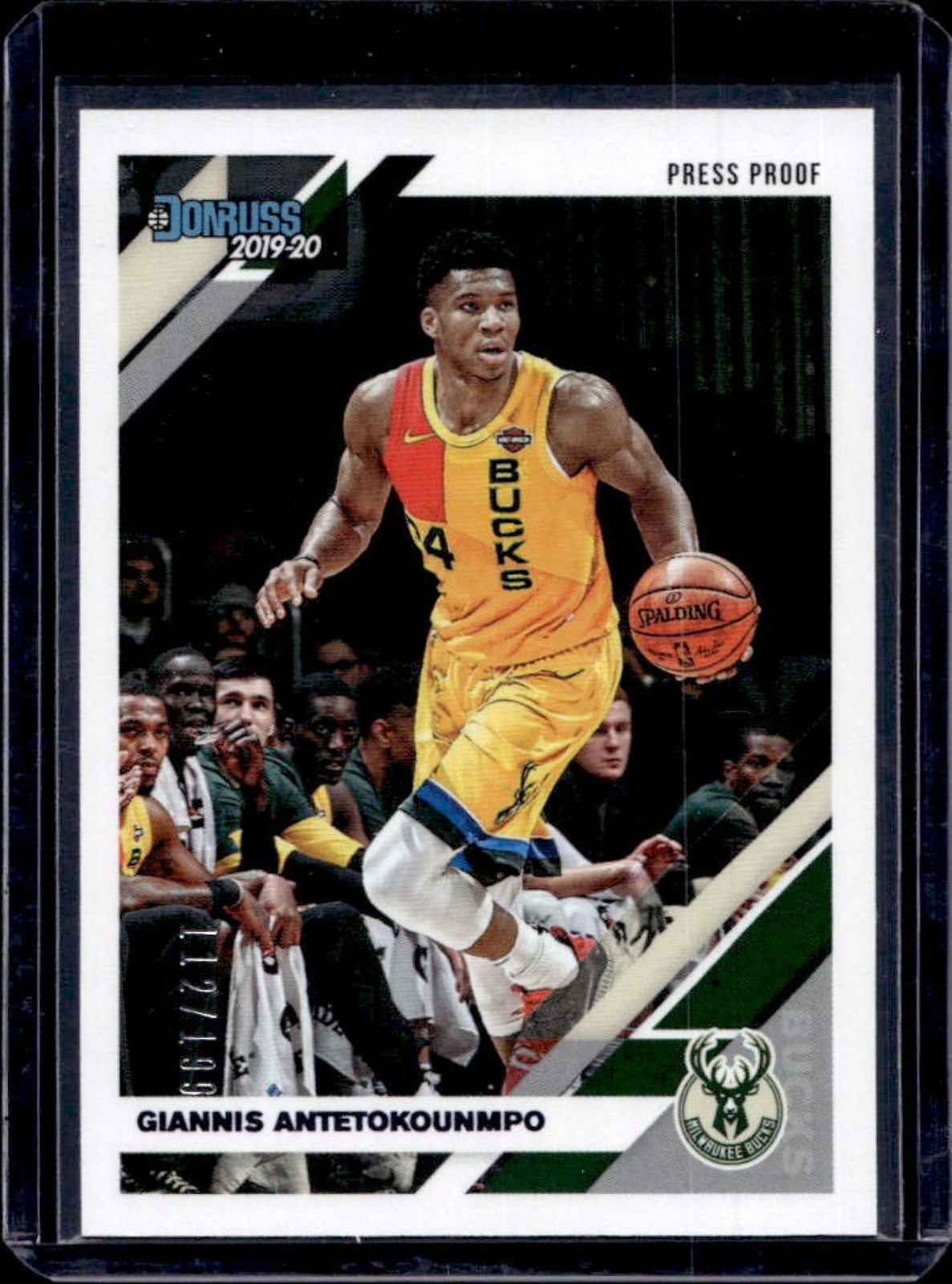 2019-20 Donruss Giannis Antetokounmpo Press Proof Purple #112/199 Bucks