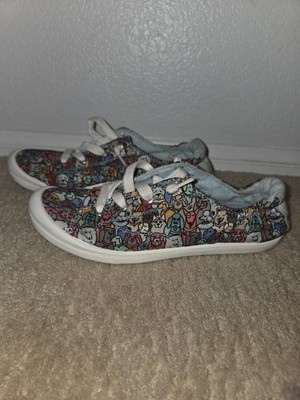 BOBS from Skechers ~Dog Pet Print Canvas SNEAKERS Shoes~ Women's  Size 8.5