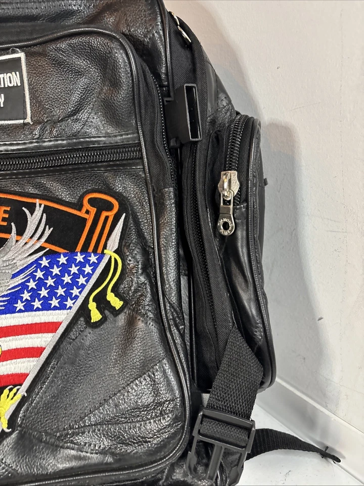 Harley Davidson LIVE TO RIDE Bolso Sillín Cuero Búfalo Mochila + Bolsa de Nylon Foto 4 de 4