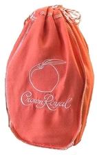 Orange Crown Royal Bag w/ Drawstring & Peach Embroidered ~No Longer Produced~
