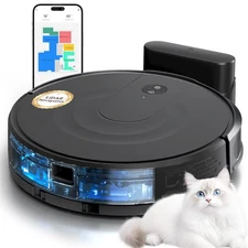 Robot Vacuum and Mop Combo with 9000Pa Suction, LiDAR Navigation & Multi-Floo...