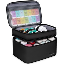 Mancro Dual Layers Medicine Organizer Bag, Pill Bottle Organizer Storage with Lo