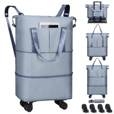 Duffel Bag with Wheels - Rolling Foldable Expandable Duffle Bag with Wheels f...