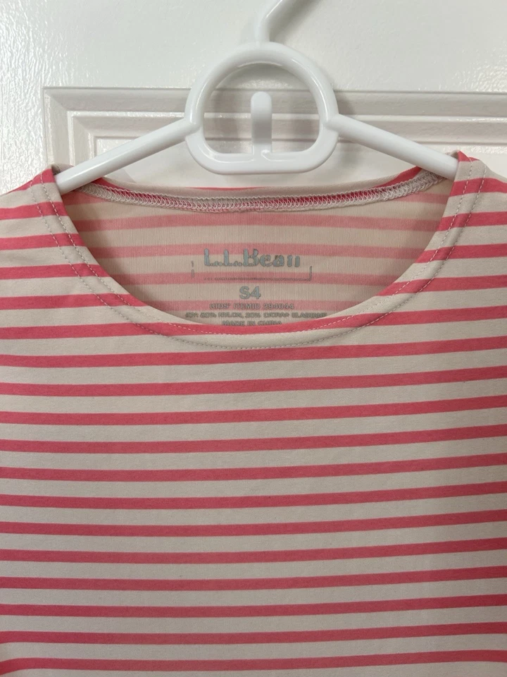 Camisa L.L.Bean Niñas Natación Antierupciones Protección Rosa Blanco Rayas Talla 4 Foto 2 de 4
