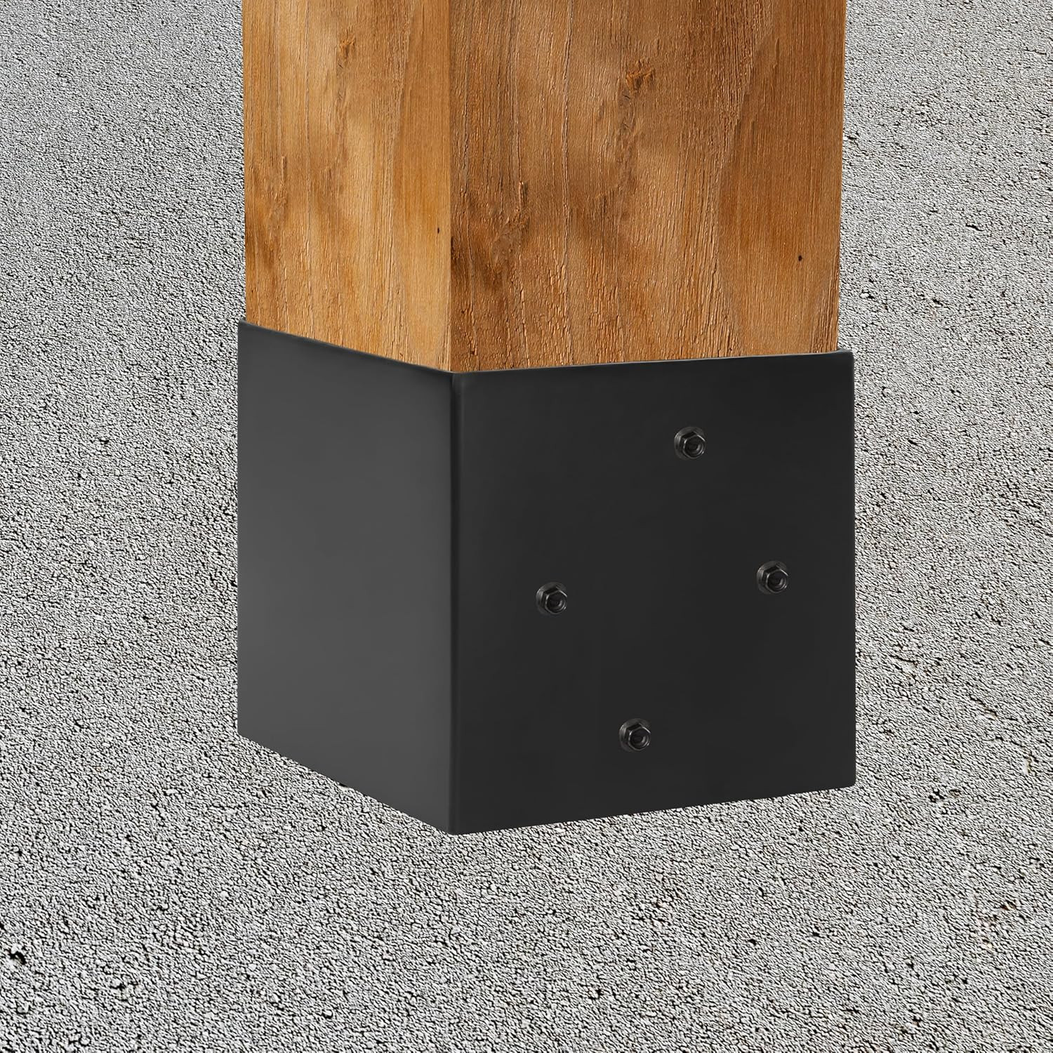 6X6 Fence Post Holder Ground Spike Use for Concrete Deck - Post Anchor Metal Bla