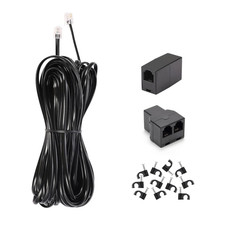 Long Telephone Extension Cord 33FT, Black, Phone Cable Wire with Standard RJ11 P