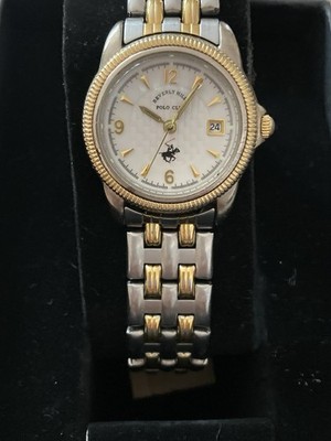 Beverly Hills Polo Club Women s 2 Tone Watch Fluted Bezel New Battery Quartz