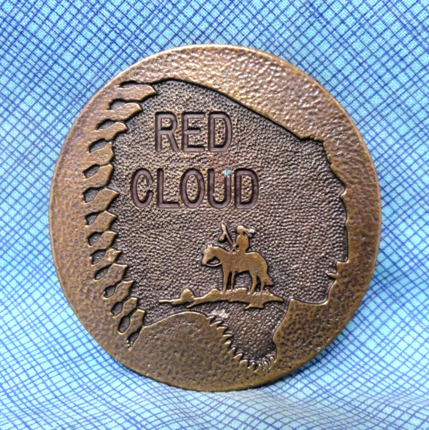 Chief Red Cloud Belt Buckle Lakota Sioux American Frontier Vtg 70s WS .GMP375 - Imagem 2 de 4