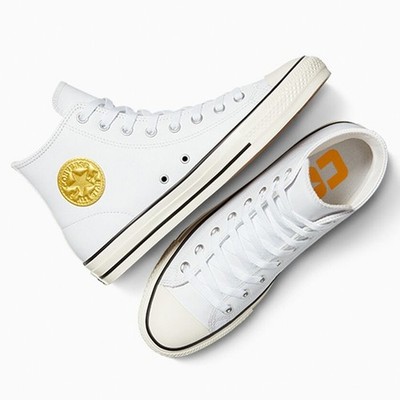 CONVERSE CONS White Leather Sneakers Chuck Taylor All Star Pro Unisex High Top