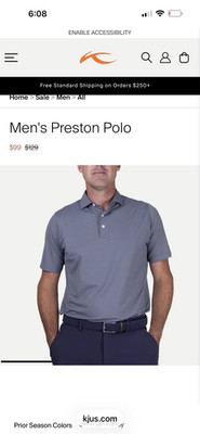 KJUS Preston Polo UV Protection Stretch Quick Dry Steel Blue Alloy Size 50 S/S