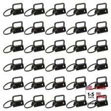 30 PCS Black Key Fob Hardware - 1 Inch, Split Rings, 30 PCS Keychain Clamps