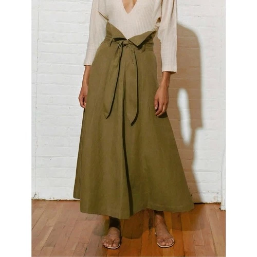 Mara Hoffman Midi Linen-Blend Anna Paper-Bag Skirt