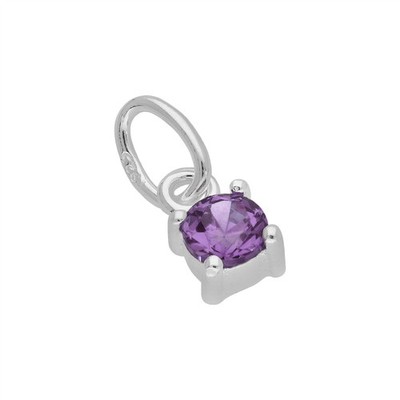 Sterling Silver Amethyst CZ February Birthstone Claw Charm