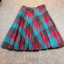 Vintage Sears Plaid Skirt Wool Acrylic Blend Pleated A-Line Midi Fall Winter 12