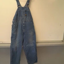 OshKosh B'Bosh Overalls Mens 46x30 Denim Sanforized Vestback Union Made USA