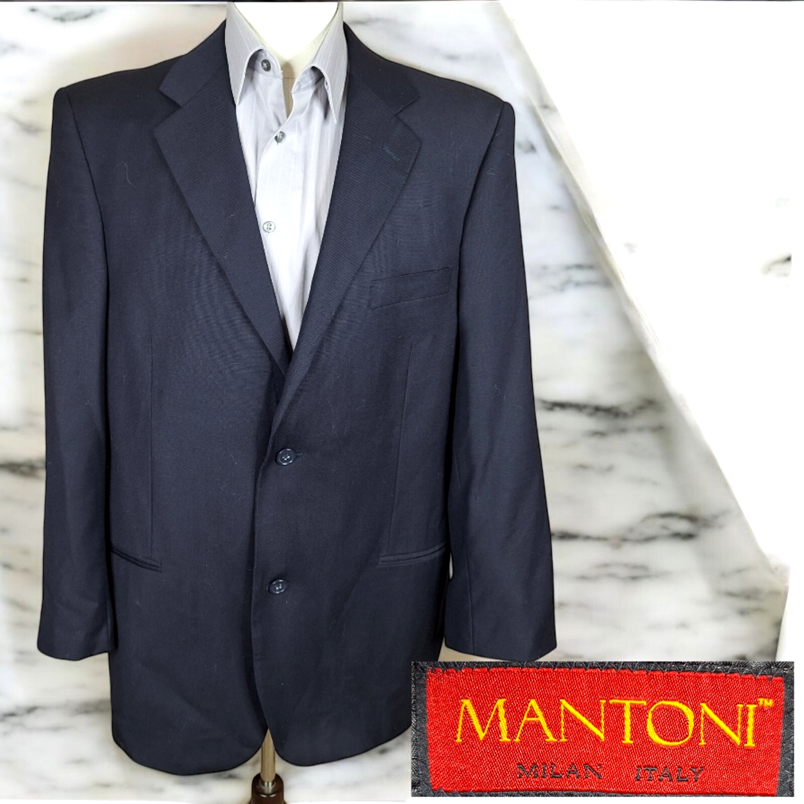 Mantoni Jacket Blazer Mens 44R Dark Navy Super 140 Wool DV